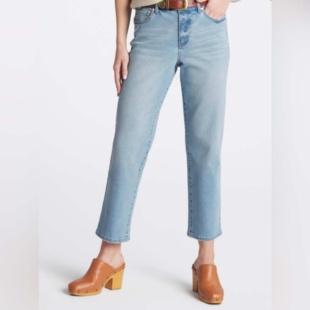 High Rise Slim Leg Denim Jeans